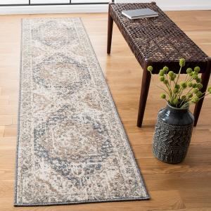 Ковер SAFAVIEH, 67 x 397 см, Pyramid Collection - ковер-дорожка, Ivory/Beige, геометрический дизайн, идеален для помещений с высокой проходимостью в гостиной, спальне, столовой (PYR268B)