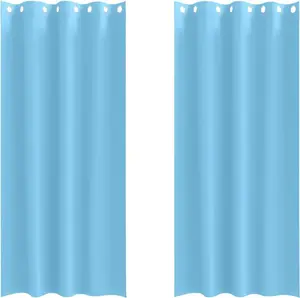 Плотные шторы с кольцами, 2 шт., небесно-голубые, 260 x 140 см vidaXL