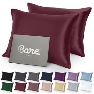 Набор наволочек из атласа с застежкой-конвертом Bare Home, цвет Burgundy