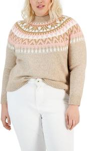 Женский спортивный свитер Tommy Hilfiger Fairisle с длинными рукавами и круглым вырезом, Light Heather Fawn