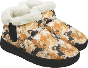 Женские зимние ботинки на шнуровке без шнурков, теплые кроссовки с плюшевой подкладкой, дизайн зимних ботинок, толстые каблуки, противоскользящие Chririnla, Cartoon Cat Print