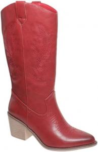 Женские ковбойские сапоги Pierre Dumas с вышивкой, заостренным носком и западным дизайном до середины голени, низкий массивный каблук Wilder-1, Red