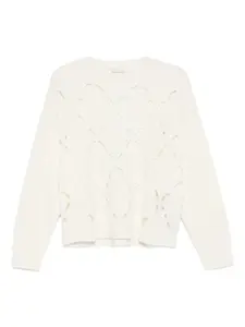 Шерстяной свитер с лазерной резкой LIU JO, белый