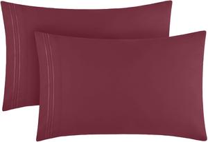 Mellanni Наволочки, комплект из 2 штук, размер 51x76 см, застежка-конверт, роскошные, очень мягкие, охлаждающие, бордовый цвет