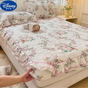 Disney Простыня на резинке стеганая 200х220 см, 100% хлопок, кружево, цвет Lace Style - Light Floral Delight