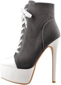 Richealnana Cavans Cavans Женские ботинки на шнуровке с каблуком-стилетом, Cinza