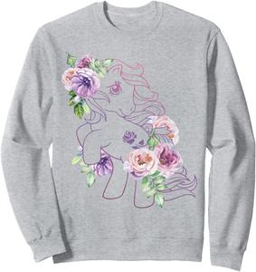 Оригинальная ретро-толстовка My Little Pony с цветочным рисунком и контуром пони, серая