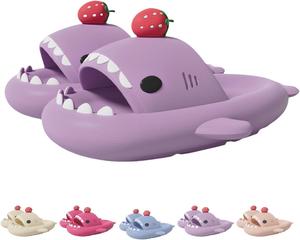 Водные туфли Strawberry Shark для мужчин и женщин - Нескользящие акваноски для пляжа, бассейна и душа - Быстросохнущие удобные слайдеры Generic, фиолетовый