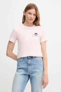 Хлопковая футболка Gant, розовый