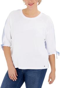 Женская полосатая блузка с открытыми плечами от Tommy Hilfiger, Bright White