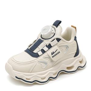 Детские повседневные кроссовки средней высоты с амортизацией и износостойкостью WARRIOR, бежевый/синий