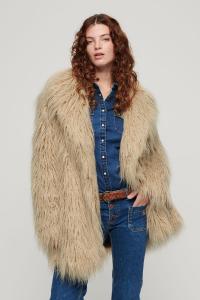 Пальто из искусственного меха средней длины Superdry, коричневый