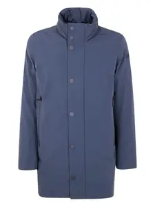 Пальто с застежкой на пуговицах и пластиной с логотипом RRD, синий