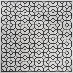 Ковер SAFAVIEH, 201 x 201 см, Linden Collection - светло-серый и charcoal, геометрический рисунок, без линьки и простой в уходе, для помещений и улицы, моющийся - идеально для патио, заднего двора, прихожей (LND127A)