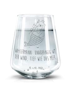 Стакан для питья с астрологическим рисунком и надписью Водолей, прозрачный. Mr. & Mrs. Panda