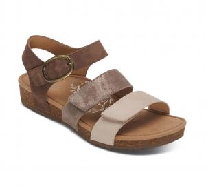 Women's Lilly Quarter Strap Sandal In Taupe Aetrex, Taupe