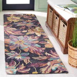 Ковер-ковер-дорожка SAFAVIEH, 69 x 244 см, Blossom Collection, Charcoal & Plum, цветочный дизайн, ручной работы из шерсти, идеально для гостиной, спальни, столовой (BLM467H-28)