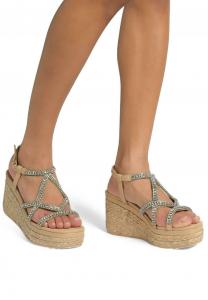 Босоножки на танкетке Alma en Pena, светло-коричневый