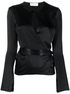 Blumarine блузка с цветочной аппликацией, черный