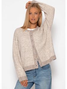 SASSYCLASSY Кардиган в полоску, бежевого цвета