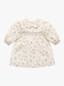 Детское хлопковое платье с цветочным принтом и сборками Purebaby, Wheat Strawberry