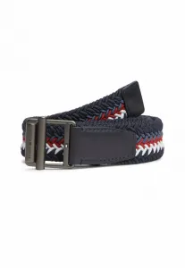Фирменный ремень с роликовой пряжкой из тканой ленты Tommy Hilfiger, Space Blue