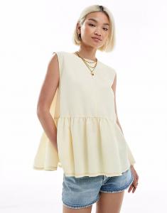 Топ без рукавов с баской и завязками сзади ASOS DESIGN желтого цвета
