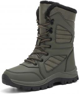 Женские зимние ботинки на снег водонепроницаемые с платформой, шнуровкой, теплые с подкладкой из меха, удобные для улицы, противоскользящие, средние по голенище Generic, Green