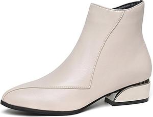 Женские ботильоны с заостренным носком, на среднем блочном каблуке, из искусственной кожи с боковой молнией, нарядные короткие ботинки Picusiqa, Beige