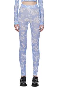 Леггинсы с цветочным принтом из сетки Moschino Jeans, синий