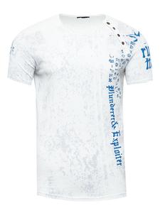 Футболка с круглым вырезом и планкой на пуговицах по бокам, белого цвета Rusty Neal