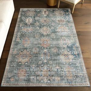 Ковер nuLOOM, 244 x 305 см, с моющейся в стиральной машине поверхностью Waterproof Spill Proof, противоскользящей основой и устойчивостью к пятнам для гостиной, спальни, кухни, столовой, Philomena Green