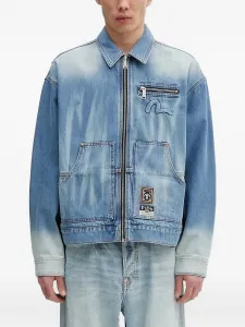 Джинсовая куртка с тисненым логотипом Evisu, синий