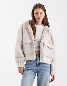 ONLY на куртке с капюшоном и карманами цвета «камень»