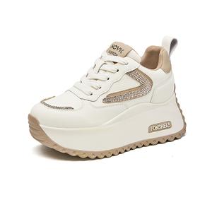 Низкие массивные кроссовки женские POOQ, бежевый