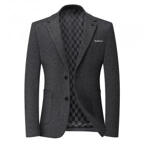 VanCamel Костюм деловой мужской серый с воротником утолщенный