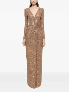 Макси-платье с отделкой пайетками Nissa, золотой