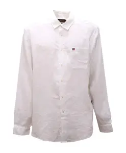 Льняная рубашка ярко-белого цвета в стиле кретон Napapijri, белый