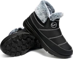 Зимние сапоги для женщин: теплые с меховой подкладкой, утепленные ботильоны, водонепроницаемые, с нескользящей подошвой, удобные зимние обувь для повседневных прогулок Zorfe, Black