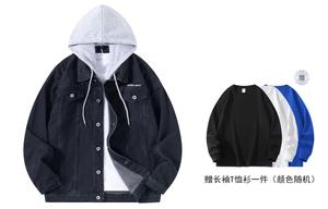 BOBBY ABLEY Джинсовая куртка унисекс, Black Hooded (Comes with Long-Sleeved T-Shirt)