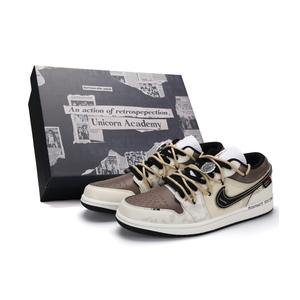 Jordan Air 1 Western компактные устойчивые к истиранию низкие баскетбольные кроссовки мужские beige white brown