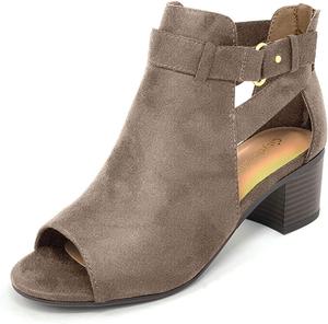 Женские сандалии ZBYY с вырезами, ремешком на щиколотке с пряжкой, боковой молнией, массивным каблуком и открытым носком, туфли-сандалии для платьев, Pink 8.5