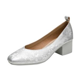 JIUXINGDAO Женские туфли на высоком каблуке коричневые, серебристые, абрикосовые, зелёные с серебристым оттенком, цвет Silver