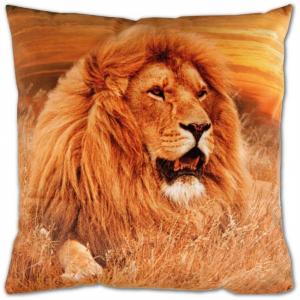 Чехол на подушку фотопринт с мотивом 40х40 см, пушистый мягкий чехол без наполнителя, мотив: лев Bestlivings