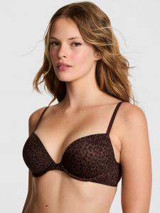 Носите везде супер пуш-ап бюстгальтер Pink Wear Everywhere, smooth ganache leopard print