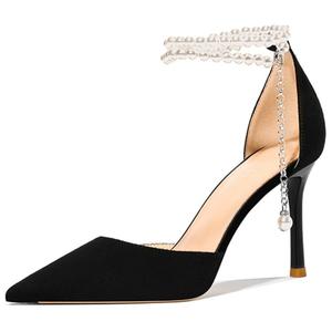 Li Ke Стройные лодочки на шпильке 8 см женские - черная замша высотой каблука 6 см, цвет Black Suede 6CM Heel Height