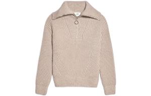 Ами Пари Полузип Ребристый вязаный свитшот AMIPARIS, Овсяный