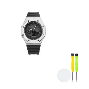 Часы Casio G-Shock Analog-Digital 2100 Series, арт. GA-2100SKE-7A, черный/серебро/черный