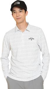 Мужская рубашка-поло с длинным рукавом Callaway C24233107 (впитывающая, быстросохнущая, с защитой от УФ-излучения), для гольфа, белый
