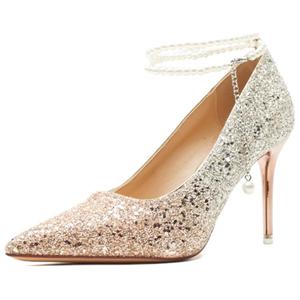 Тонкие каблуки Женские туфли на шпильке YAFEI XUANYU Золотистый пудровый